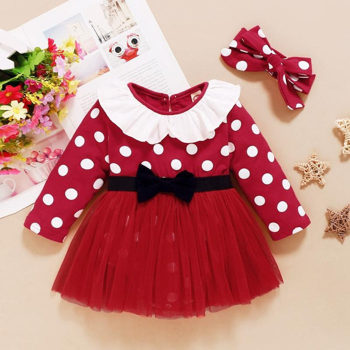 2-piece Polka Dot Dress & Headband for Baby Girl - PrettyKid