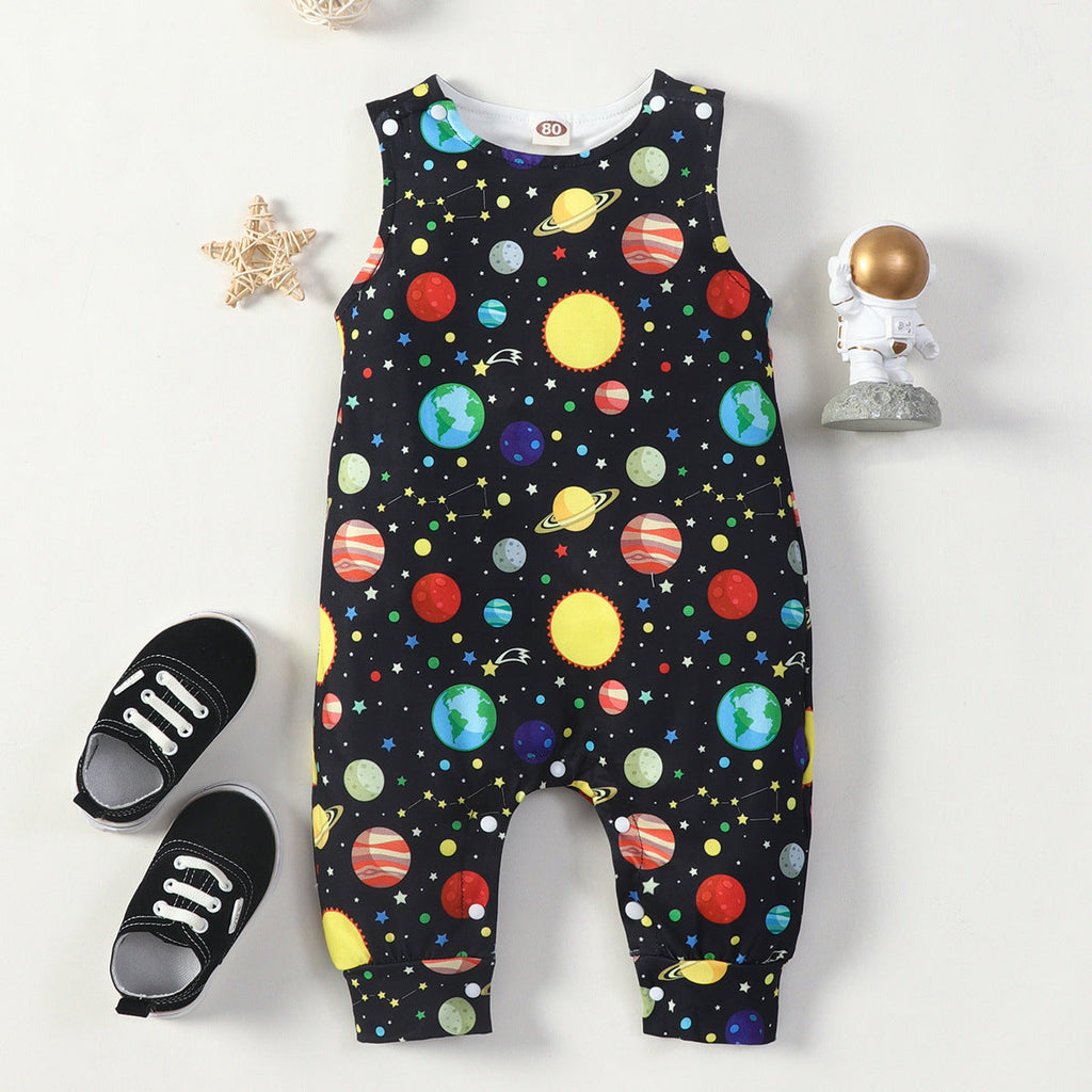 9M-3Y Baby Galaxy Sleeveless Tank Jumpsuits Wholesale Baby Boutique Clothing - PrettyKid