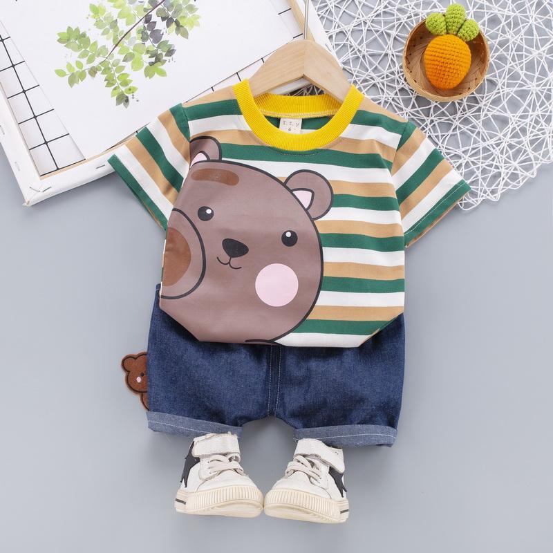 2-piece Bear Pattern T-shirt & Pants for Children Boy - PrettyKid