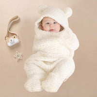 Casual Solid Hooded Fleece-lined Swaddle - PrettyKid