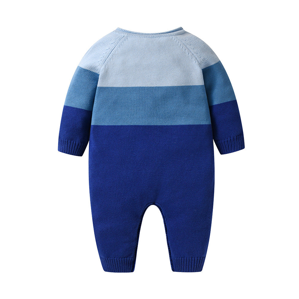Bear Striped Long Sleeve Wholesale Baby Jumpsuit - PrettyKid