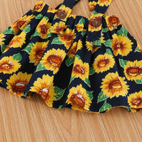 Toddler Girl Sunflower Pattern Sleeveless Top & Suspender Skirt - PrettyKid