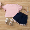 6months-3years Baby Girls Sets Unicorn Short-Sleeved Shirt & Denim Shorts Suit Bulk Baby Clothes - PrettyKid