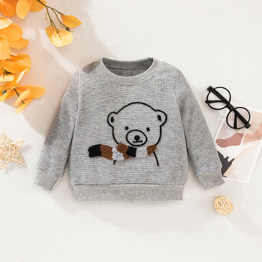 Wholesale Baby Daily Cute Print Bear Long-sleeve Pullover sweater in Bulk - PrettyKid