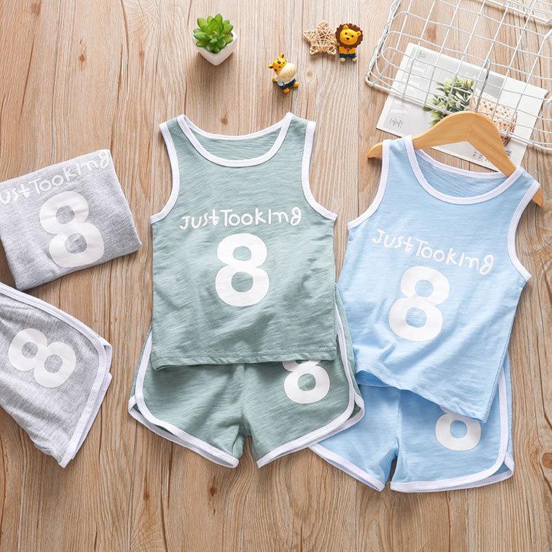 2-piece Letter Pattern Vest & Shorts for Children Boy - PrettyKid