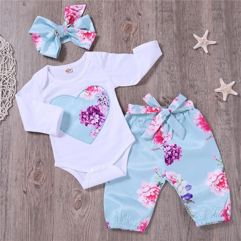 Pretty Floral Bodysuit and Pants and Headband Set - PrettyKid