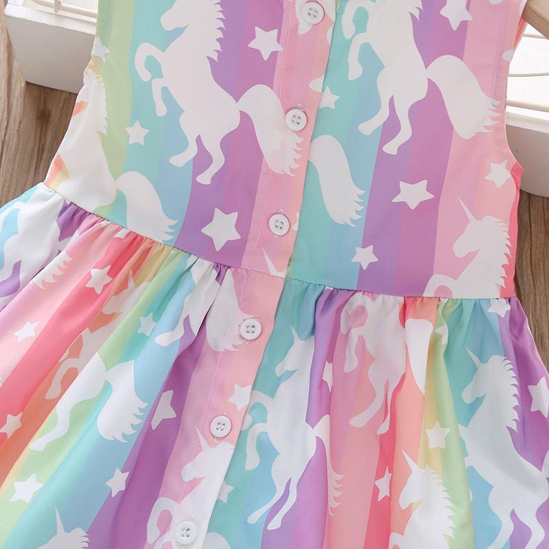 Toddler Girl Unicorn Print Dress - PrettyKid