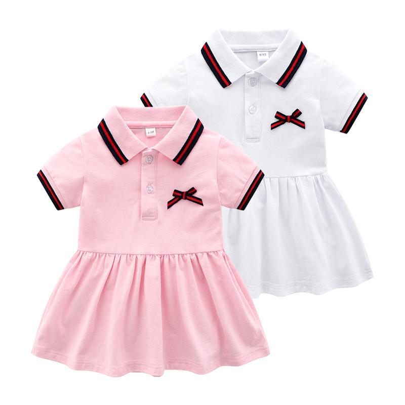 Cute Stripe Solid Short-sleeve Dress - PrettyKid