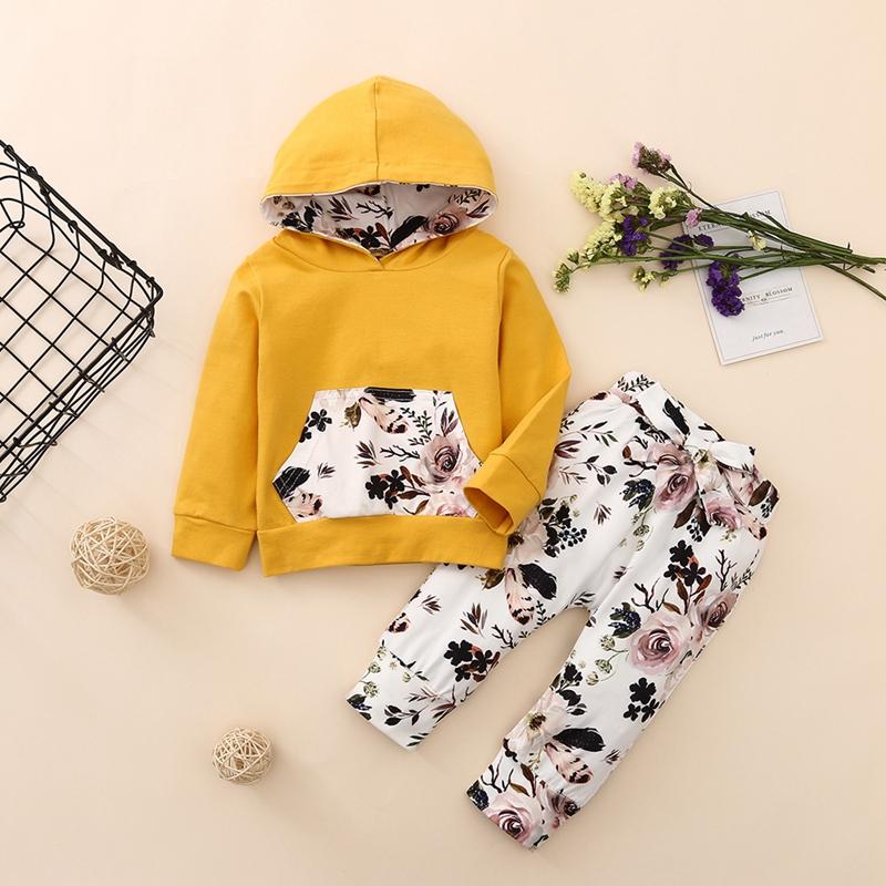 2-piece Floral Printed Hoodie & Pants for Baby Girl - PrettyKid