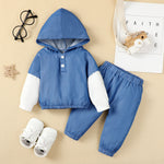 Wholesale Baby Casual Color-block Hooded Sweater & Pants in Bulk - PrettyKid