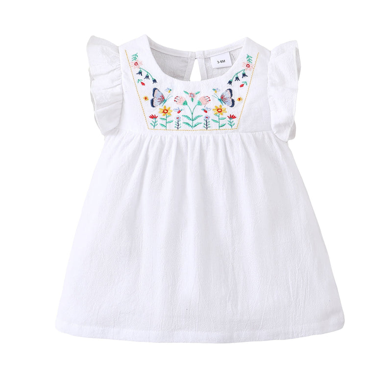 Baby Girl Sleeveless Butterfly Embroidery Dress Baby Girl Dresses Boutique - PrettyKid