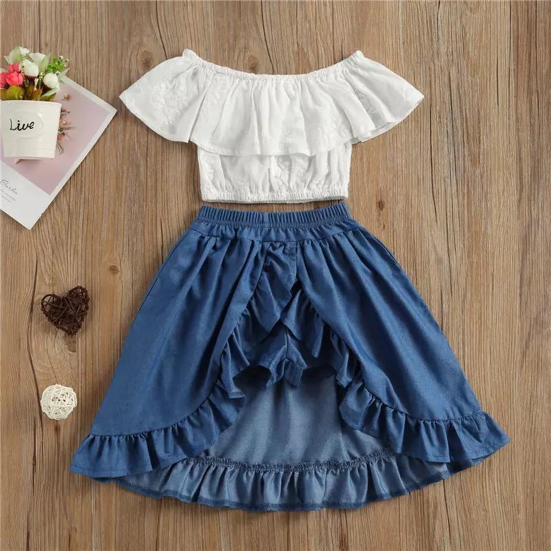 Toddler Girl Ruffle Collar Top & Long Skirt - PrettyKid