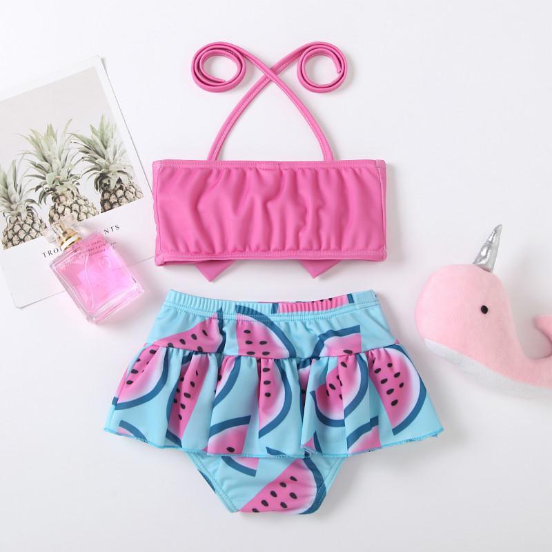 Toddler Girl 2pcs Watermelon Pattern Summer Swimsuits - PrettyKid