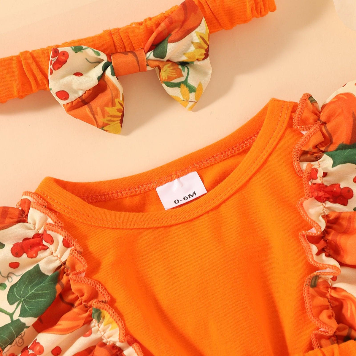 Toddler Girls Long Sleeve Pumpkin Print Dress Scarf Two Piece Set - PrettyKid