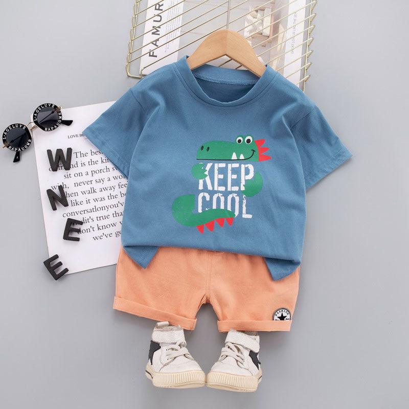 Baby Boy Monogram & Crocodile Print T-Shirt And Shorts Baby Boy Clothing Sets - PrettyKid