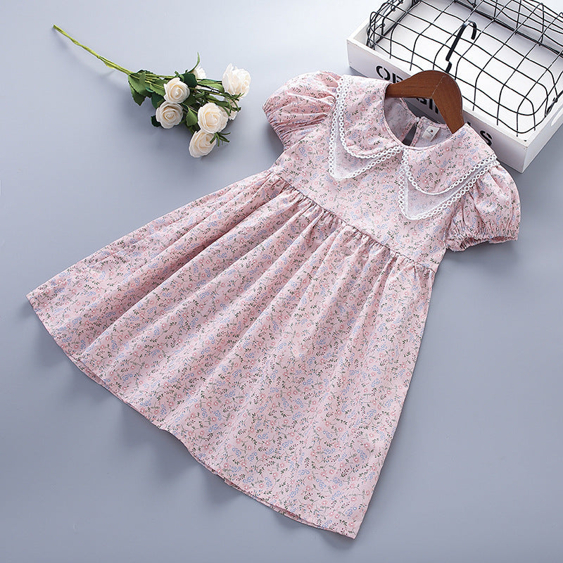 Big Girls Elastic Cuff Doll Collar Floral Wholesale Toddler Girl Dresses - PrettyKid