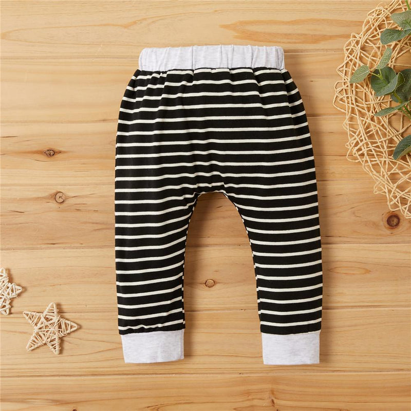 Baby 3D Cartoon Animal Striped Elastic Waist Pants - PrettyKid