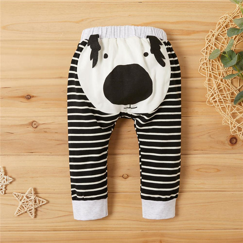 Baby 3D Cartoon Animal Striped Elastic Waist Pants - PrettyKid