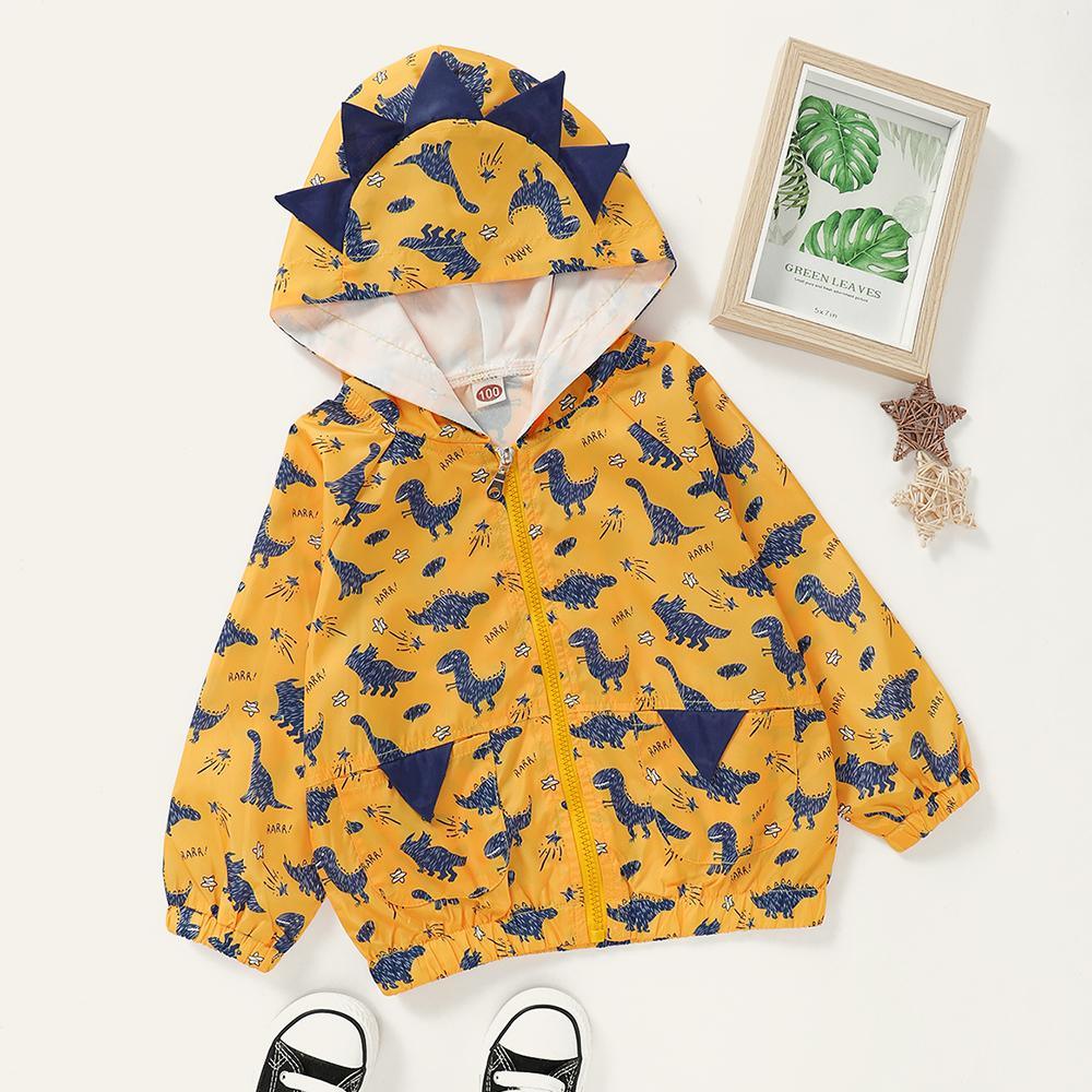 Boys 3D Dinosaur Printed Hooded Jackets Wholesale Toddler Boy Clothing - PrettyKid