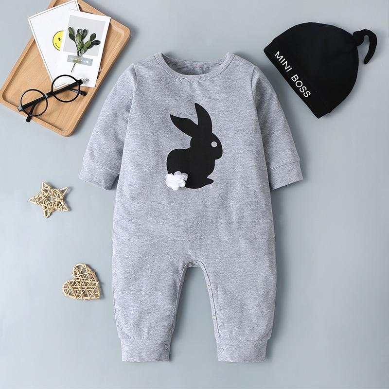 Baby 3D Flower Cartoon Rabbit Romper & Hat - PrettyKid