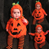 Baby 3D Pumpkin Halloween Long Sleeve Romper - PrettyKid