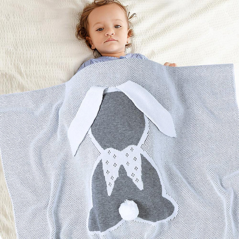 Baby 3D Rabbit Knitted Soft Blanket Baby Blankets In Bulk - PrettyKid