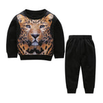 Boys 3D Tiger Printed Long Sleeve Top & Pants Kid Wholesale Clothing - PrettyKid