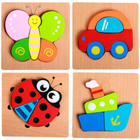 3D Wooden Animal Cognitive Building Blocks Early Education Educational Clutch Toys - PrettyKid