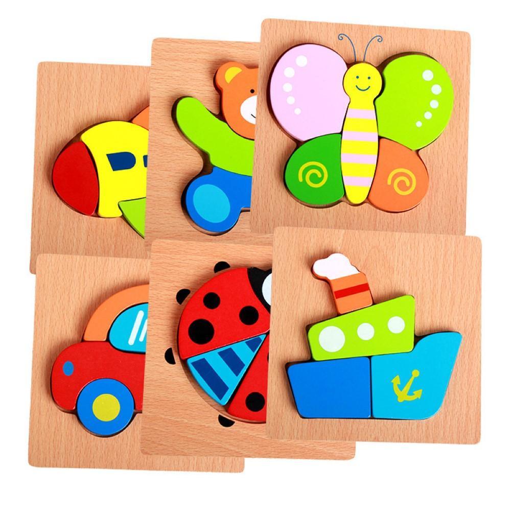 3D Wooden Animal Cognitive Building Blocks Early Education Educational Clutch Toys - PrettyKid