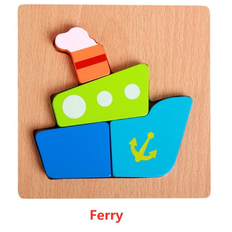 3D Wooden Animal Cognitive Building Blocks Early Education Educational Clutch Toys - PrettyKid