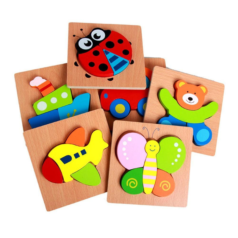 3D Wooden Animal Cognitive Building Blocks Early Education Educational Clutch Toys - PrettyKid