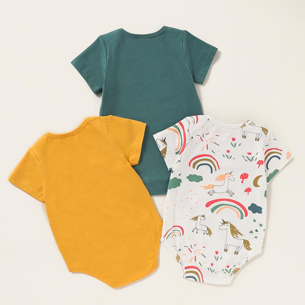 Baby 3PCS Cartoon Printed Short Sleeve Rompers Baby Clothes Vendors - PrettyKid