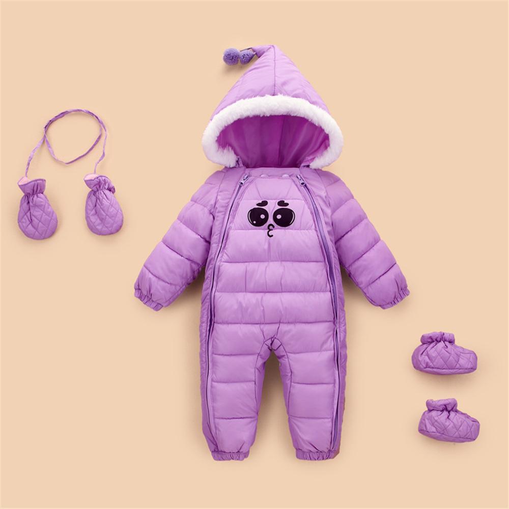 Baby 3PCS Cartoon Zipper Hoodie Long Sleeve Warm Romper Baby Clothes Wholesale - PrettyKid