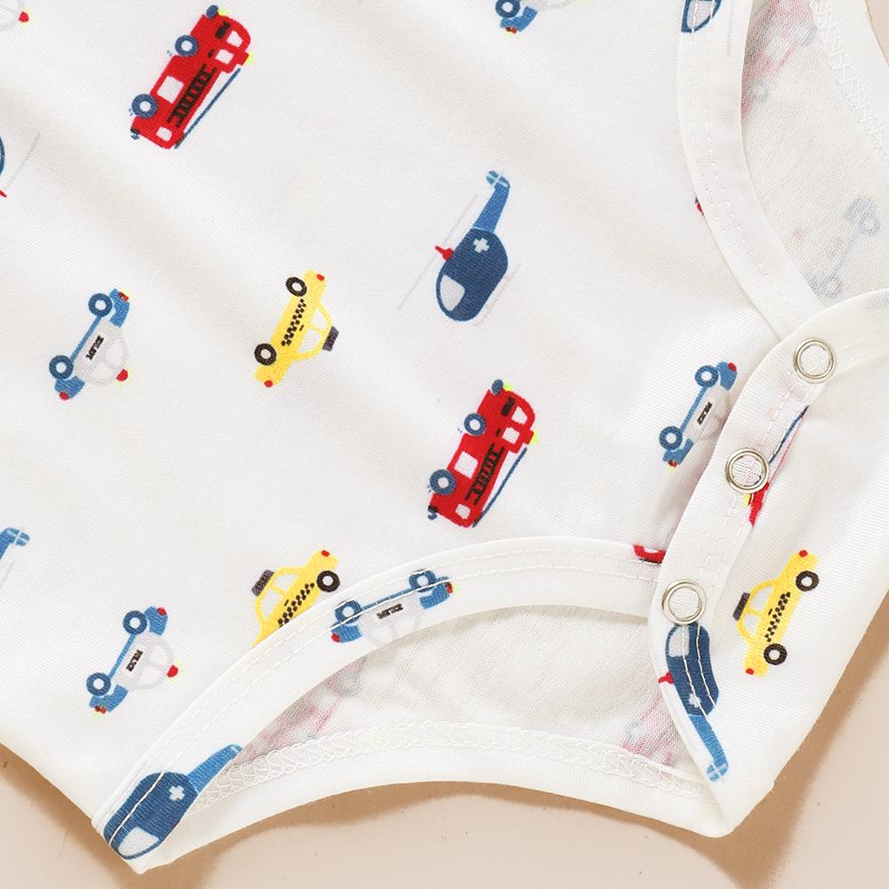 Baby Boys 3PCS Casual Short Sleeve Striped Cartoon Printed Rompers Baby Clothes Wholesale Bulk - PrettyKid