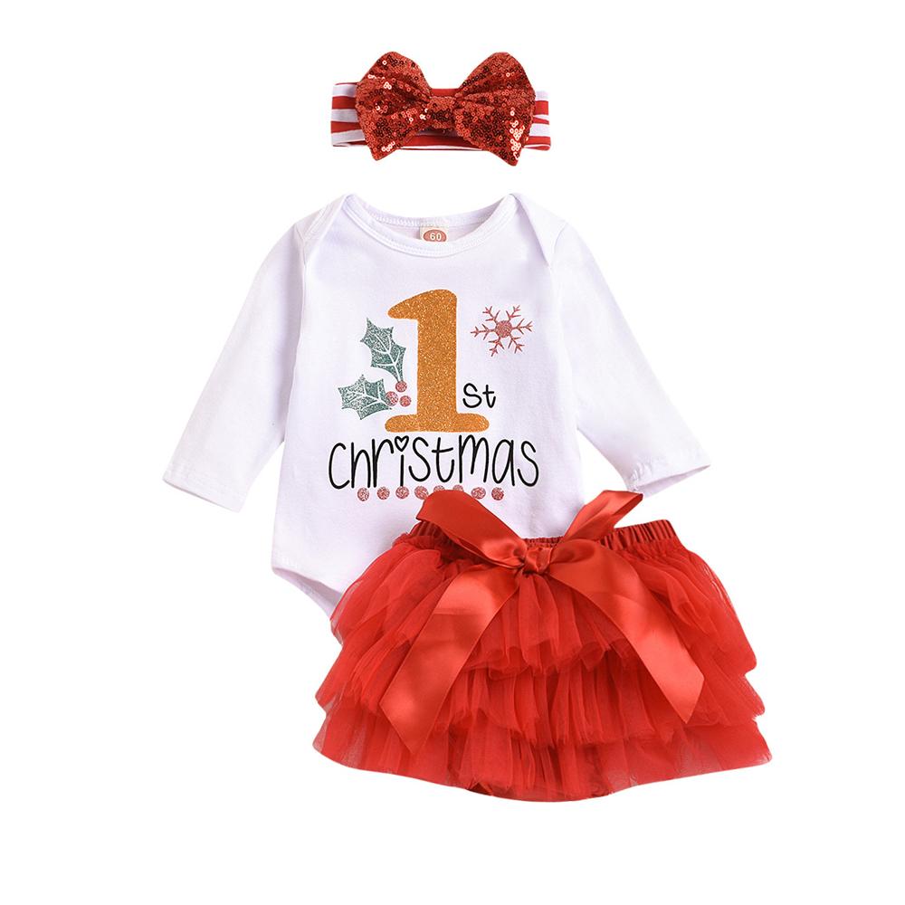 Baby Girls 3 PCS Letter Printed Romper & Tulle Skirt Wholesale Baby - PrettyKid