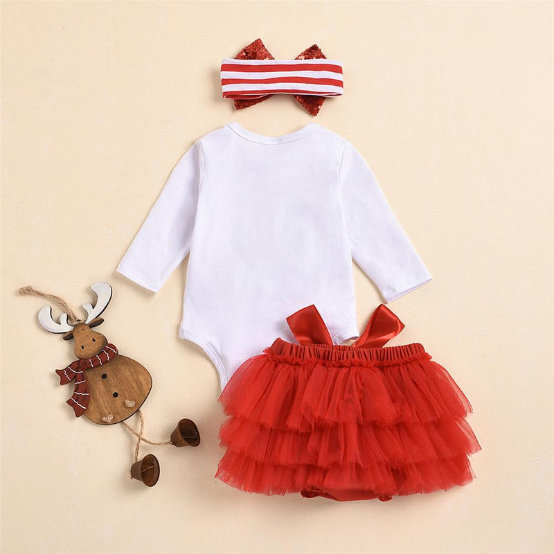 Baby Girls 3 PCS Letter Printed Romper & Tulle Skirt Wholesale Baby - PrettyKid