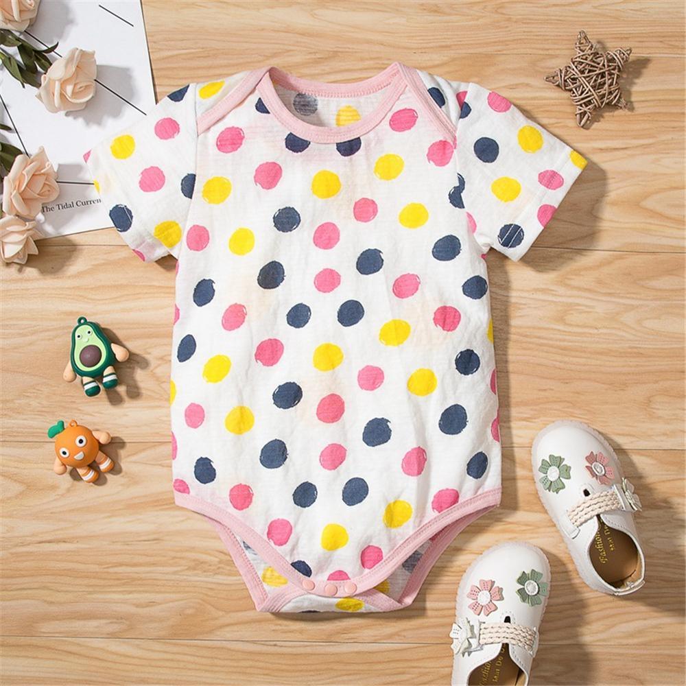 Baby Girls 3PCS LetterRainbow Polka Dot Cloud Printed Rompers kids denim jacket wholesale - PrettyKid