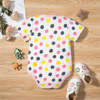 Baby Girls 3PCS LetterRainbow Polka Dot Cloud Printed Rompers kids denim jacket wholesale - PrettyKid