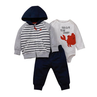 Baby Boys 3PCS Long Sleeve Cartoon Striped Sets Baby Clothes Warehouse - PrettyKid