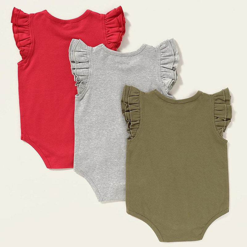 Baby Girls 3PCS Solid Color Sleeveless Rompers Suit Baby Clothing Cheap Wholesale - PrettyKid