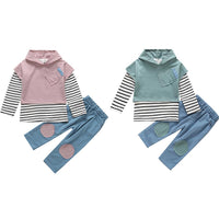 Girls 3PCS Stripe Long Sleeve Top & Short Sleeve Vest & Pants Wholesale - PrettyKid