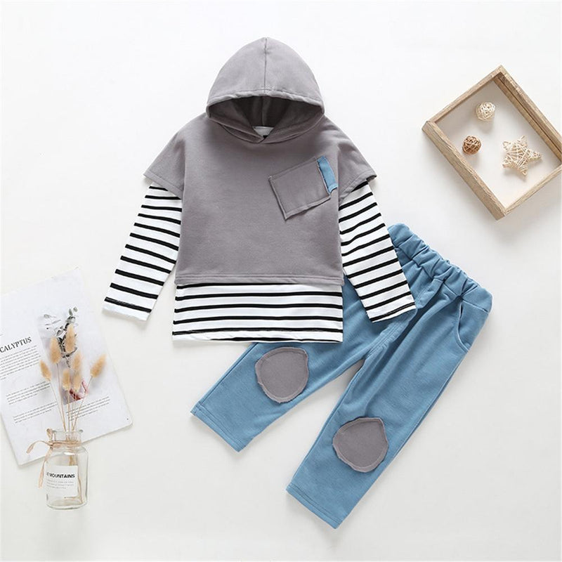 Girls 3PCS Stripe Long Sleeve Top & Short Sleeve Vest & Pants Wholesale - PrettyKid