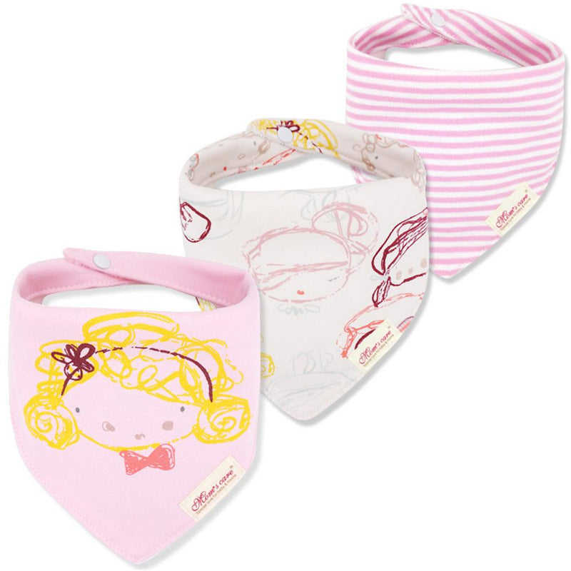 Baby 3PCS Striped Cartoon Printed Casual Bibs Sets Baby Accessories Wholesale - PrettyKid