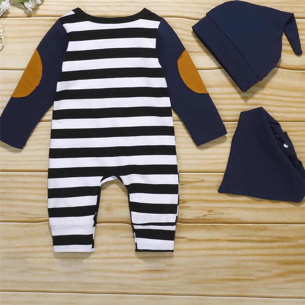 Baby Boys 3PCS Striped Long Sleeve Romper Sets Babywear Wholesale - PrettyKid