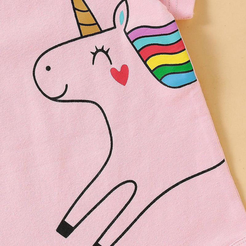 Baby Girls 3PCS Unicorn Letter Printed Cartoon Rompers Set Baby Clothes Cheap Wholesale - PrettyKid