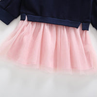 Sakura Embroidery Long Sleeve Mesh Tulle Dresses - PrettyKid