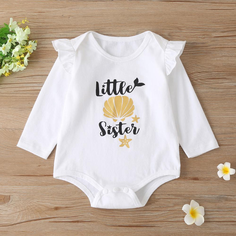 Baby Girls Printed Letter Little Sister Romper&Skirt Baby Wholesales - PrettyKid