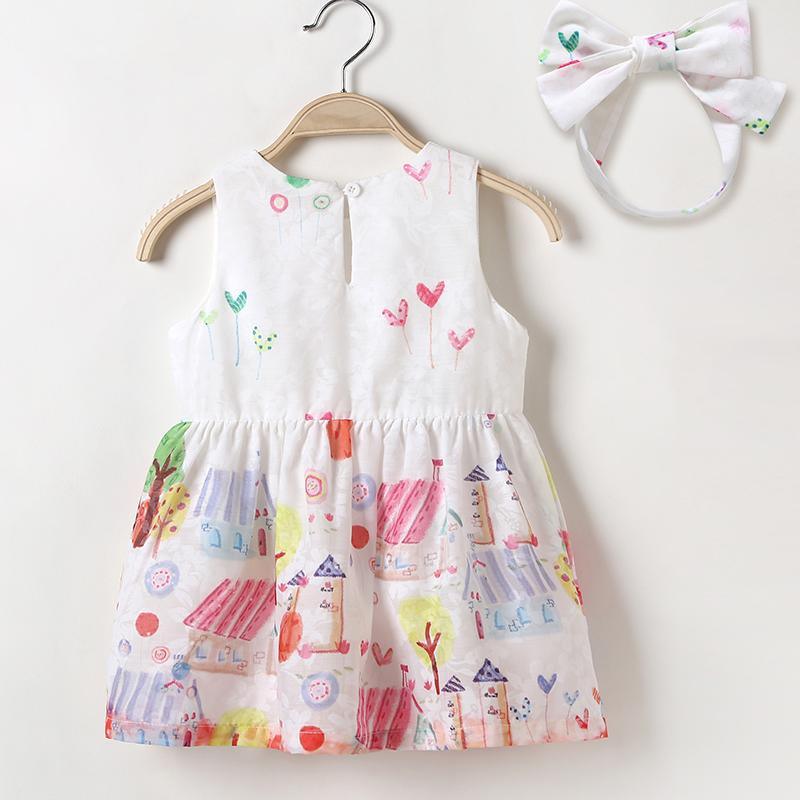 House Print Suspender Princess Dress - PrettyKid