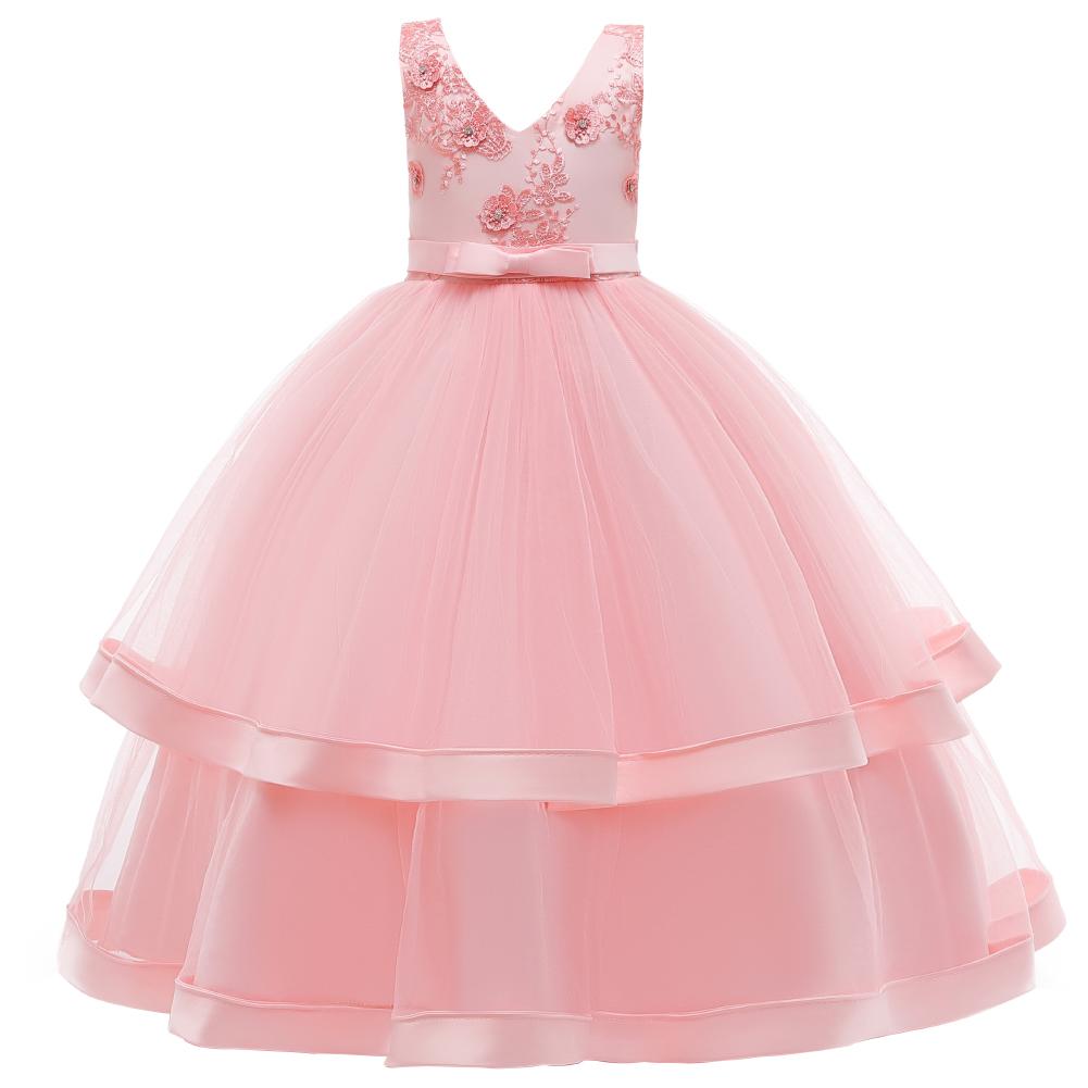 Long girl's dress princess dress wedding dress girls performance dress - PrettyKid