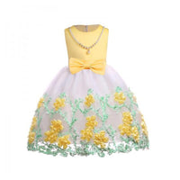 Elegant Floral Applique Sleeveless Tulle Party Dress - PrettyKid